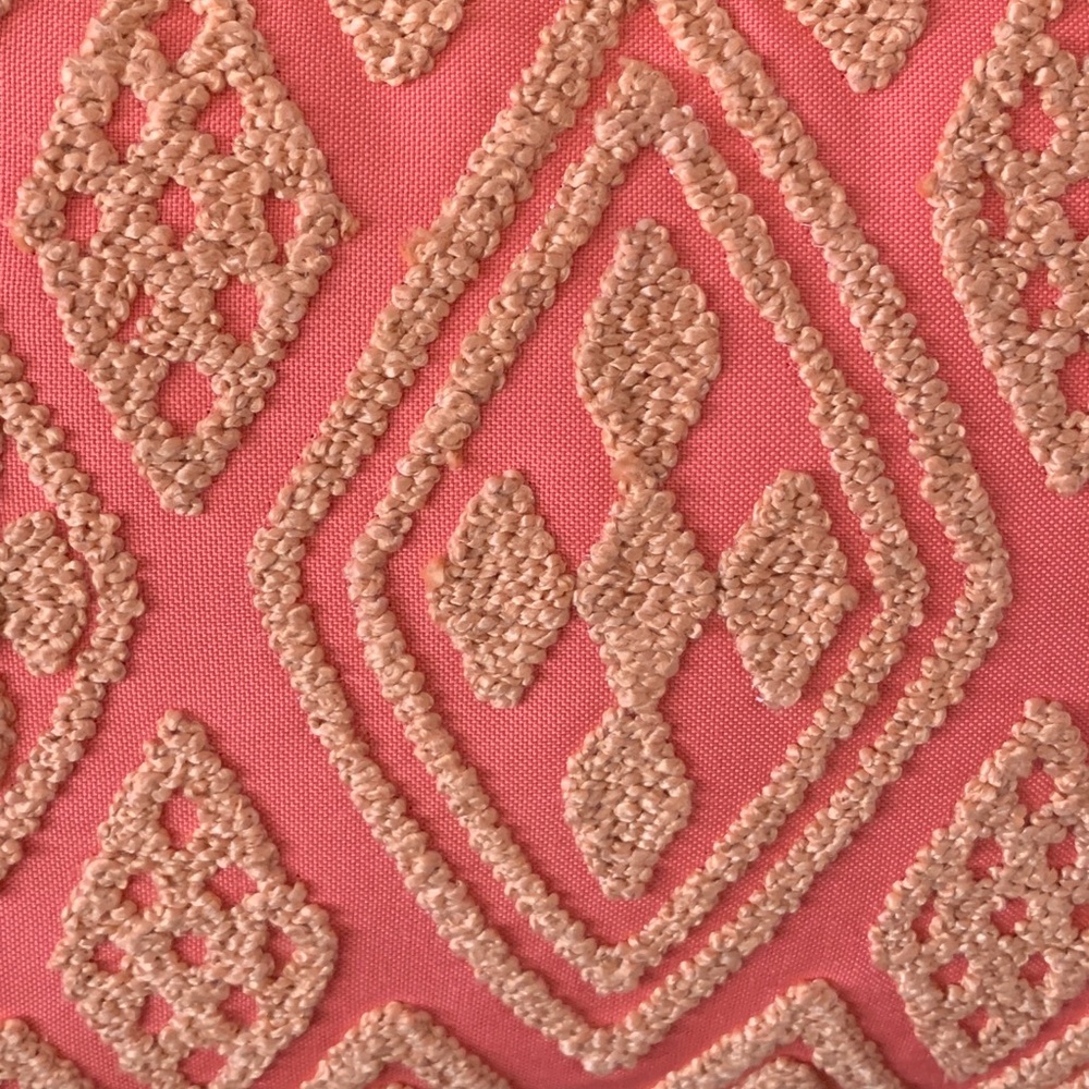 NEW PIER ONE Decorative accent rectangle pillow with tassels; salmon/coral color - Picture 2 of 10